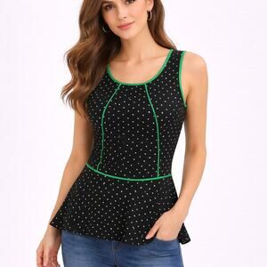 Anthro Weston Wear Polka Dot Peplum Top S Bloomfall Ruffle Feminine